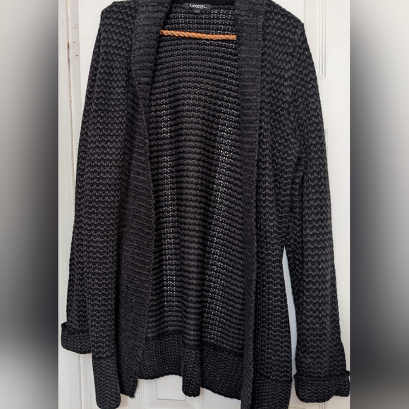 Indigo Blue/Purple & Black Loose Knit Cardigan, Large - Picture 3 of 8